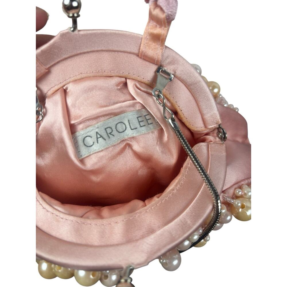 Carolee Antique Vintage Pink Ivory Pearl Kiss Lock Evening Bridal Wedding Purse - Picture 5 of 9
